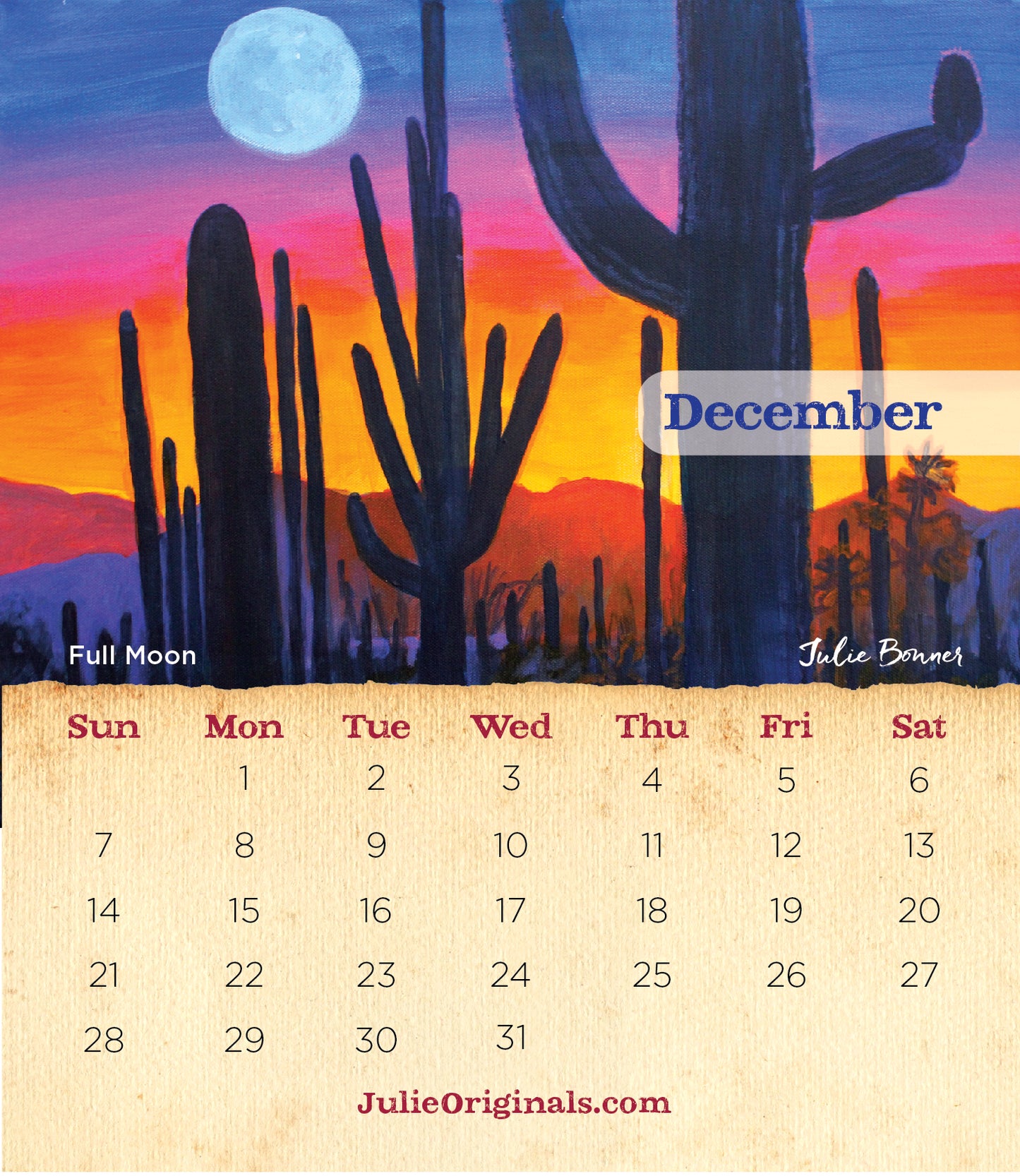 2025 Desk Calendar: Desert Delights