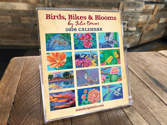 2026 Desk Calendar: Birds, Bikes & Blooms
